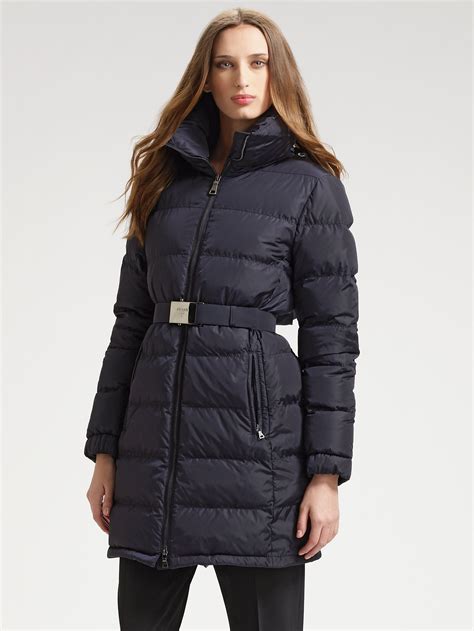 prada coat with belt|prada women's down coat.